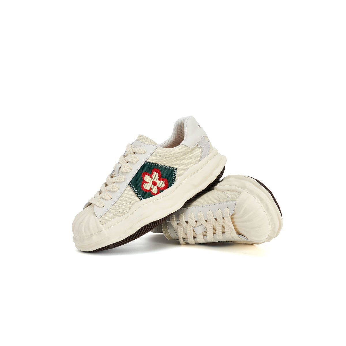 Green Patch Platform Sneakers