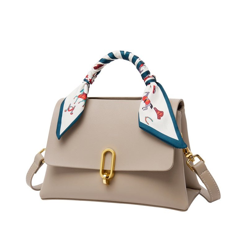 Structured Apricot Satchel with Scarf